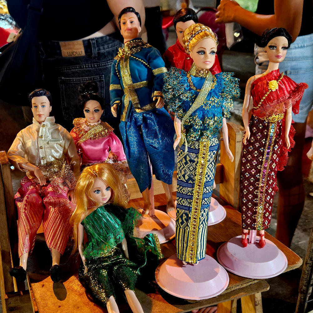 Barbie dolls in Thai attire at the Chiang Mai Sunday Night Market