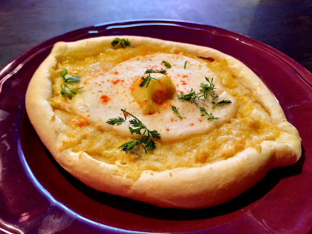 Vegan khachapuri in Tbilisi, Georgia
