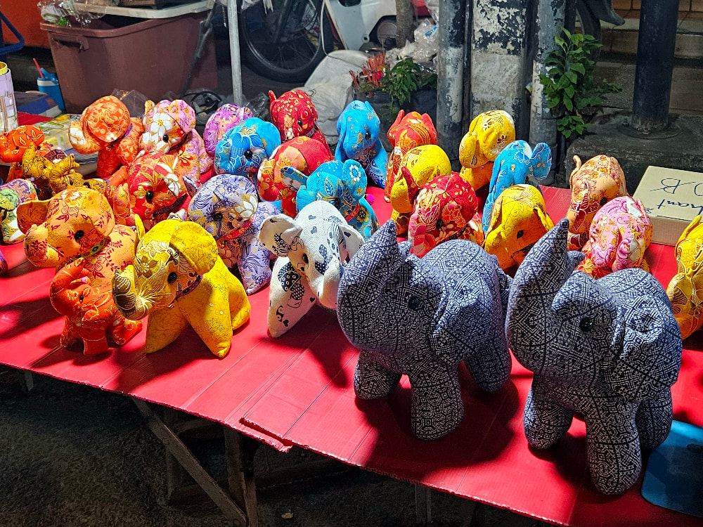 Stuffed elephants at the Chiang Mai Sunday Night Market
